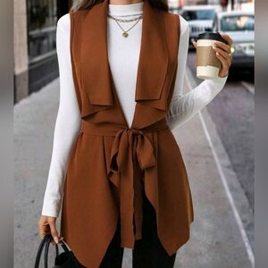 SHEIN Ribbed Brown Crewneck Top